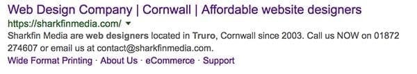 SEO example - Sharkfin Media